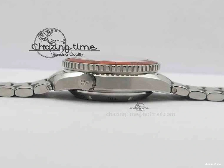 0320 Sophisticated Planet Ocean Master Chronometer Chrono SS OM 1:1 Best Edition Orange On SS Bracelet A 8156